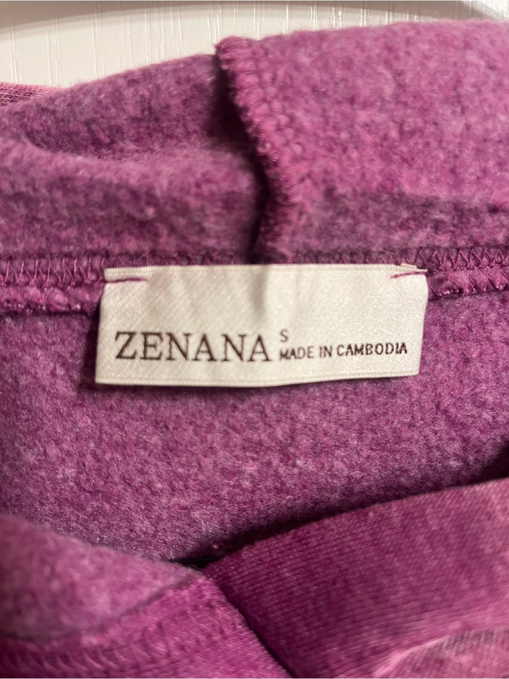 Zenana Outfitters Plum Wash Pullover Hoodie with Cream Drawstrings - Picture 3 of 7